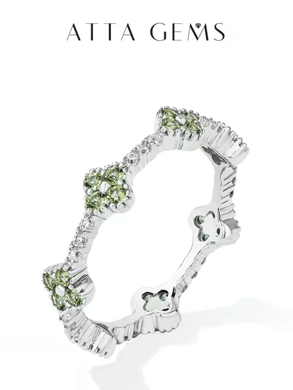 NWT ATTA GEMS 925 Sterling Silver Clover Ring